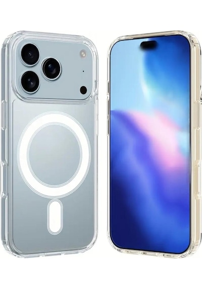 Teknomoda Apple Uyumlu iPhone 17 Pro Max Kılıf Magsafe Wireless Kablosuz Şarj Manyetik Şeffaf Silikon Kapak Şeffaf