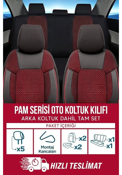 Pam Serisi Oto Koltuk Kılıfı Bordo