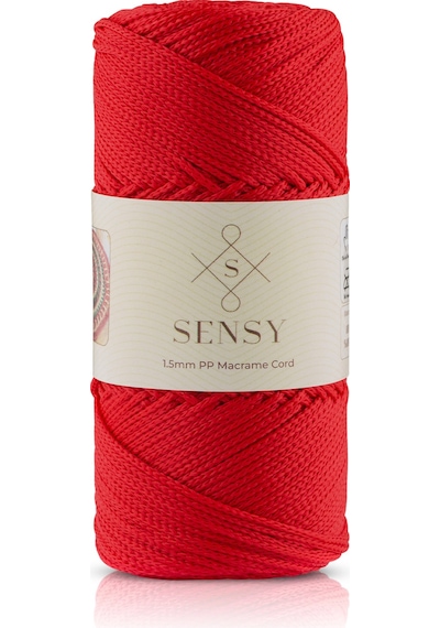 Sensy 1.5 Mm - 100 Gr Polyester Makrome Ipi Kırmızı 150 M Polyester Makrome Ip Supla Ip Ve Çanta Ipliği