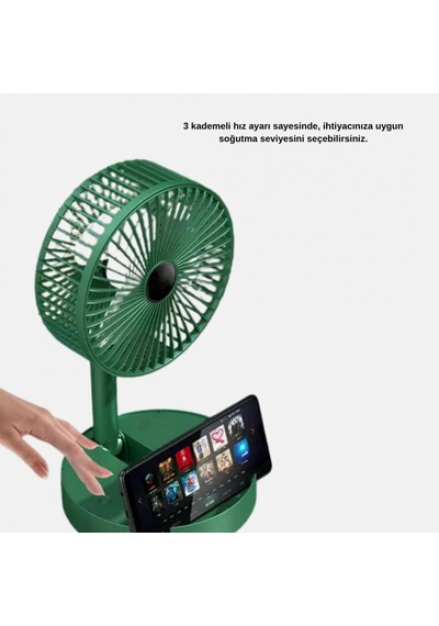 Katlanabilir Şarjlı Mini Fan 3 Kademeli Hız Ayarlı Taşınabilir Tasarım