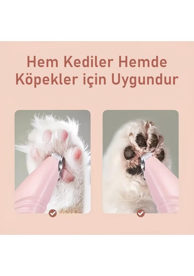 Valkyrie Kedi Köpek Pati Tüy Kesme Makinesi Sessiz Hassas Bölge Traş Cihazı Seramik & Çelik Bıçaklı Pembe