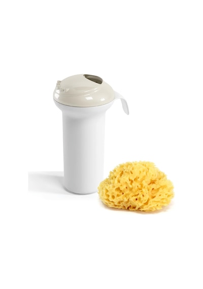 Okbaby Bebek Banyo Seti Splash Bebek Duşu K. Beyaz & Doğal Banyo Süngeri No:10 Küçük