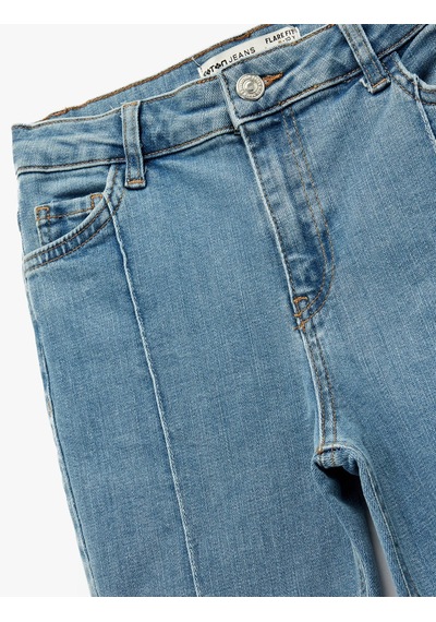 Koton İspanyol Paça İndigo Kız Çocuk Jean Pantolon 6skg40010ad İndigo