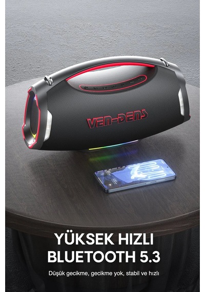 Ven-dens Vd-spk027s 240 W Bluetooth 5.3 Taşınabilir Karaoke Hoparlörü, 12000 Mah Batarya, Siyah