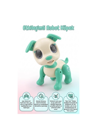 Eğitici Sesli Ve Işıklı 6 Fonksiyonlu Uzaktan Kumandalı 21 Cm Eğitici Akıllı Oyuncak Robot Köpek