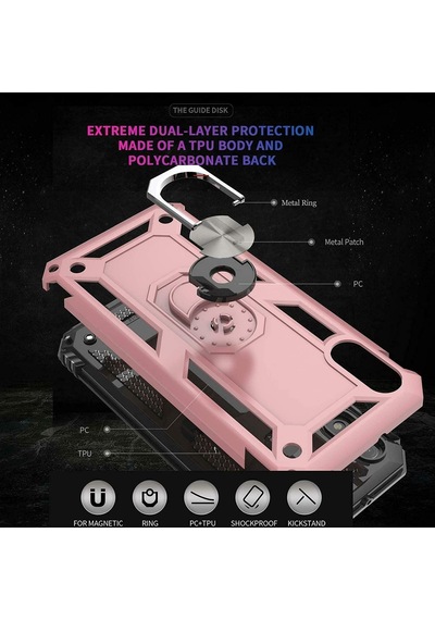 Huawei Y6 2019 Yüzüklü Standli Vega Kilif Ekran Koruyucu 510330808