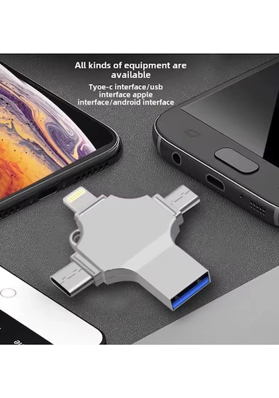 Otg 4in1 Cep Telefonu Çok Fonksiyonlu Usb Flash Bellek 128 Gb Type-c, Micro Sd Ve Kart Okuyucu Çok Renkli