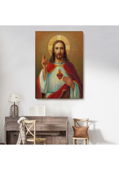 İsa'nın En Kutsal Kalbi Tablosu - The Most Sacred Heart Of Jesus-6478 50 X 70