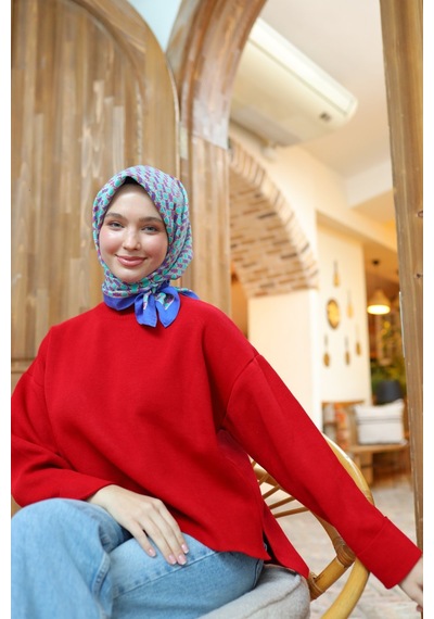 Silk Home Olinda Eşarp 48005-25 Menekşe, Parlak Turuncu, Biskay Yeşili