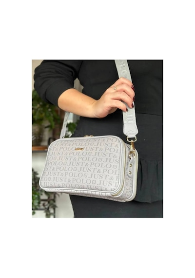 Just Polo Kadın Günlük Kullanıma Uygun Baskılı Ayarlanabilir Askılı Şık Omuz Çantası Ebat: 26 X 16 Cm Gri 78839733