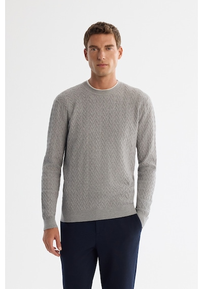 Avva Erkek Gri Bisiklet Yaka Jakarlı Soft Touch Triko Regular Fit Kazak A42y5145 Avva Erkek Gri Bisiklet Yaka Jakarlı Soft Touch Triko Regular Fit Kazak A42y5145