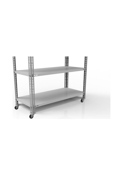 Raf Burada  6 Katlı Tekerlekli Galvaniz Çelik Raf - Depo, Arşiv, Kiler, Dosya, Market Rafı-43x93 cmx150 cm-1.00 mm