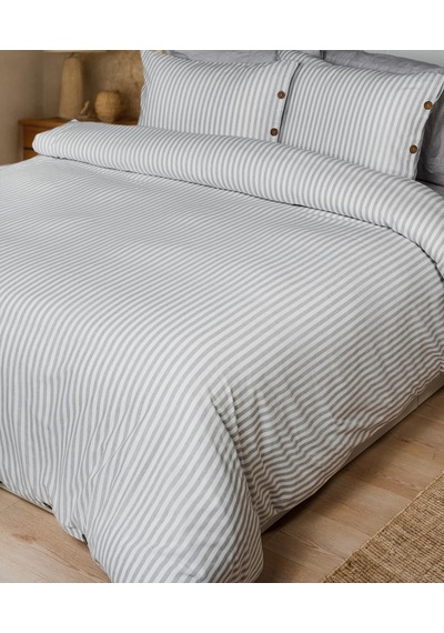 Cotton Collection Tek Kişilik Çizgili Nevresim Seti Reveboheme Renkli