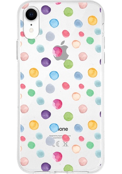 Apple Uyumlu iPhone Xr İle 1mm Slim Fit Water Color 6 Baskılı Şeffaf Kılıf