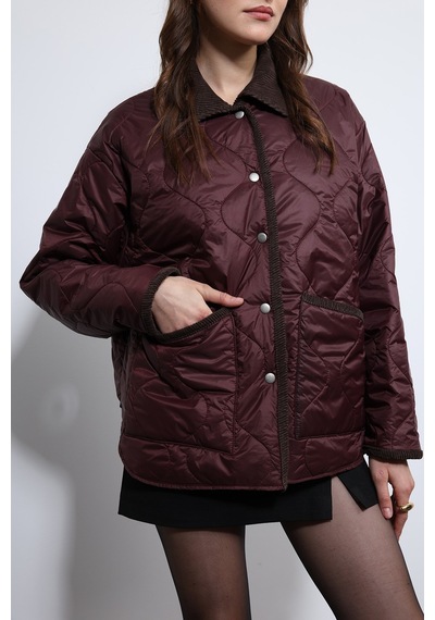 Antioch Kontrast Yaka Desenli Mont Bordo