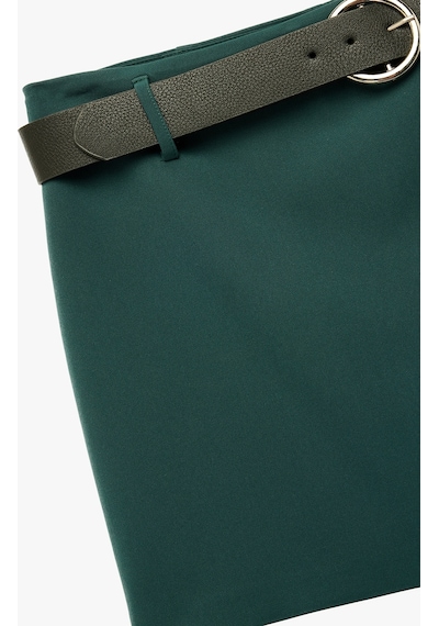 Koton Slim Fit Kemerli Mini Şort Etek Yeşil 6wak70075pw Zeytin Yeşili