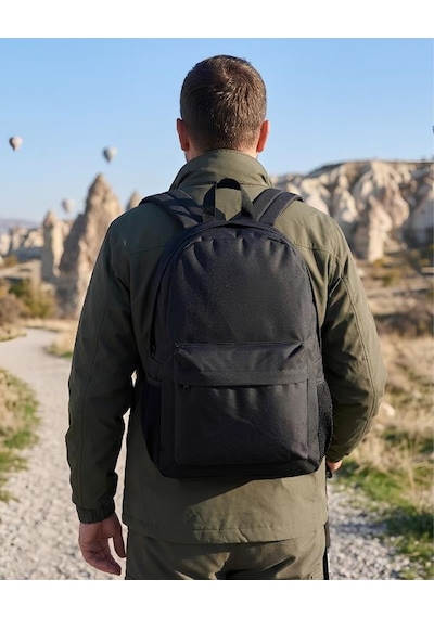 Tebag İki Gözlü Sırt Çantası Suluklu Siyah