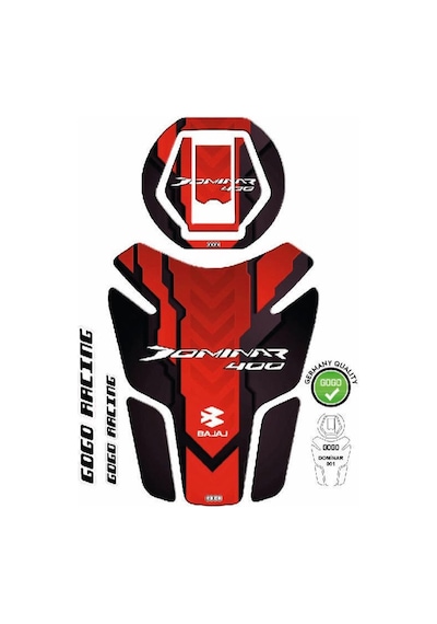 Bajaj Dominar 400 Red Lined Tank Pad Sticker Etiket Model