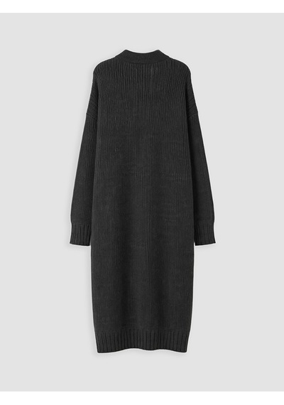 LC Waikiki Lc Waıkıkı Antrasit Şal Yaka Oversize Kadın Triko Hırka Xl-2xl