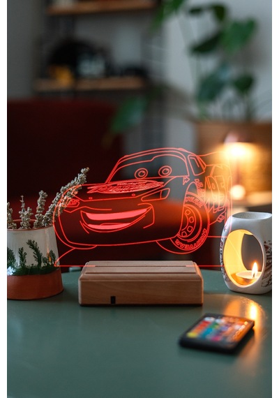 Şimşek Mcqueen Araba 16 Renk Kumandalı 3d Gece Lambası