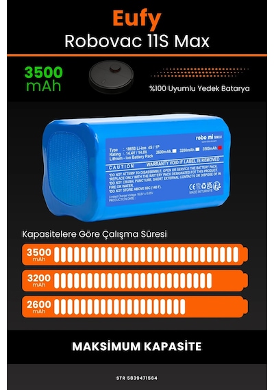 Eufy Robovac 11s Max 3500mah Robot Süpürge Bataryası