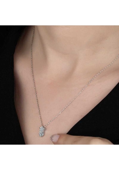 Swarovski Taşlı Gümüş Yıldız Tektaş Kadın Kolye (520762652)