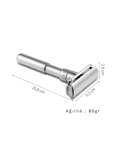 Valkyrie Metal Ayarlanabilir Manuel Geleneksel Tıraş Aleti Makinası 5 Jilet 6 Kademe Gümüş