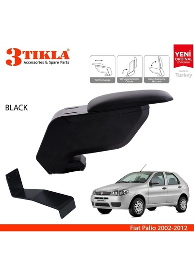 Fiat Palio 2002-2012 Delmesiz Çelik Ayaklı Siyah Kolçak Kol Dayama