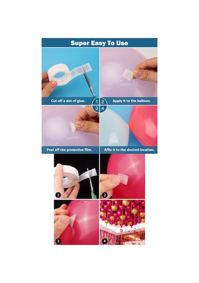 Balon Yapıştırma Bandı Çift Taraflı Damla Şeklinde 100 Adet