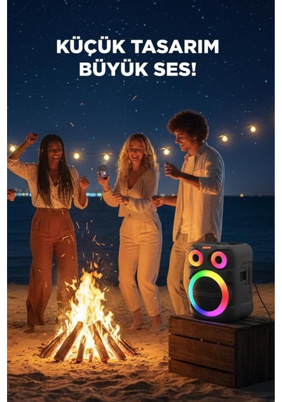 D81 Kablosuz Taşınabilir Hoparlör 12w Rgb Işıklı Kablosuz Mikrofonlu Tws - Usb - Fm Radyo