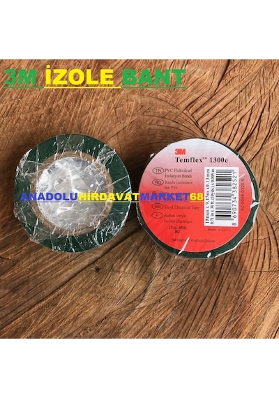 3M 18Mm İzole Bandı Elektrik Bandı 10Mt Kanal Bant Yeşil 2Ad