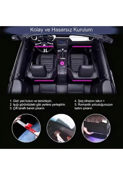 Fiat Doblo Rgb Ayak Altı Led 12 Led Kumandalı Müzik Duyarlı Araç İçi Aydınlatma 7 Renk 12v 1