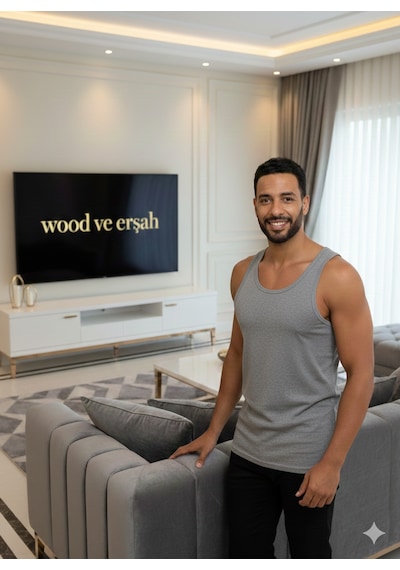 Lüx Wood Erkek Lüx Pamuk Penye Atlet Premium Rahat Lüx Erşah Gri
