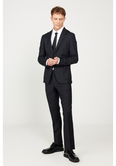AC&Co / Altınyıldız Classics Erkek Lacivert Ekstra Slim Fit Dar Kesim Kırlangıç Yaka Takım Elbise Lacivert