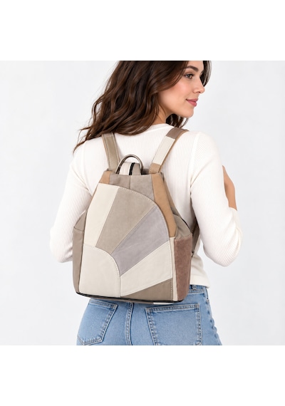 Lale Model Hakiki Deri Kadın Sırt & Kol Çantası Patchwork Tasarım Çok  Renkli