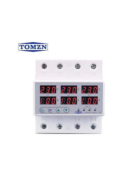 Tomzn Trifaz 380V 100A Gerilim ve Akım Koruma Rölesi Yüksek Alçak Voltaj Koruyucu Röle - Sanayi Tipi