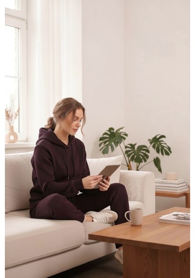 Moibody Kadın 3 İplik Şardonlu Eşofman Takımı Premium Kapüşonlu Sweatshirt Ve Jogger Alt Acı Kahve Acı Kahve Moibody Kadın 3 İplik Şardonlu Eşofman Takımı Premium Kapüşonlu Sweatshirt Ve Jogger Alt Acı Kahve Acı Kahve