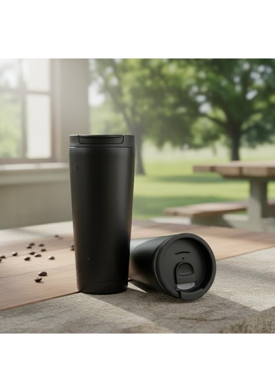 400 Ml Siyah Termos Kupa - Çift Katmanlı Paslanmaz Çelik Seyahat Bardağı Travel Mug - 4-6 Saa Diğer
