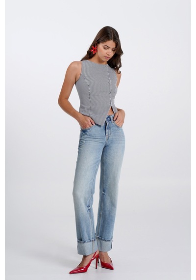 Thalure Kadın Siyah Pötikare Kruvaze Slim Fit Yelek