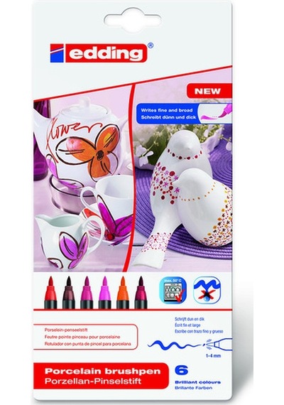 Edding Porselen Kalemi 6Lı Set- Sıcak Renkler E-4200