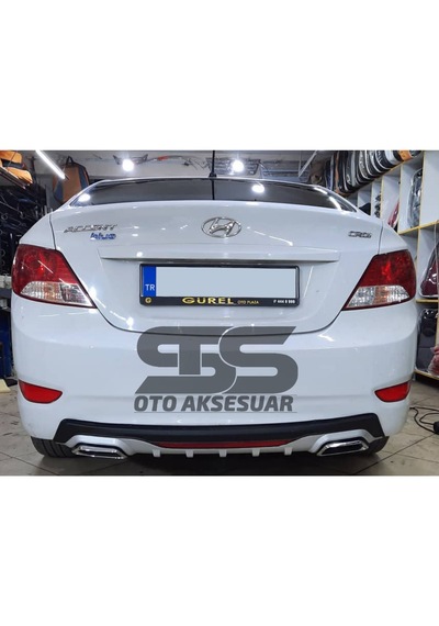 Hyundai Accent Blue Difüzör Arka Tampon Eki 2 Egzoz Çıkışlı Gri Reflektörlü