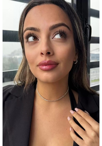 Caş Dekorasyon Altın Renk 2 Sıra Taş Detaylı Choker Kolye Altın
