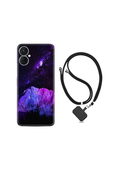 Tecno Spark 9T Kılıf İpli Boyun Askılı Desenli Silikon Purple Mountain 1640