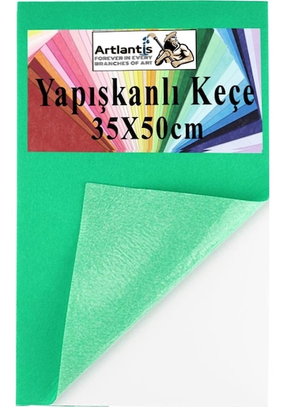 Yapışkanlı Keçe 35x50 Cm 1 Adet 2.0 Mm Kendinden Yapışkanlı Renkli Hobi Keçesi Elişi Keçe Kumaşı Anasınıfı Kreş Etkinlik Açık Yeşil