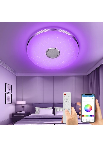 Hpytech Akıllı Tavan Aydınlatma Smart Life Rgb Led Lamba Bluetooth Müzik Uzaktan Kumanda Çok Renkli