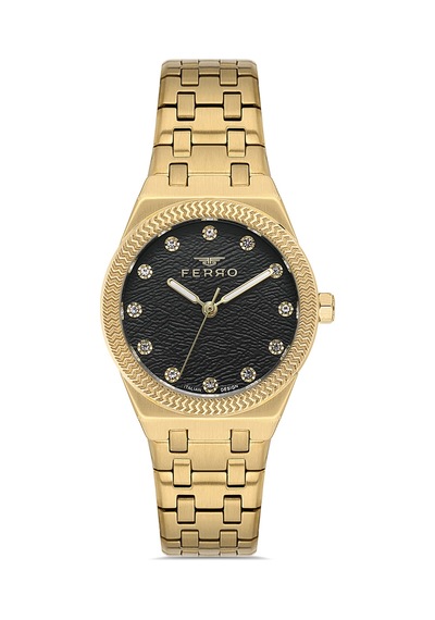 Ferro Fl40146a-b2 Quartz Çelik Sarı 30 Mm Kadın Kol Saati