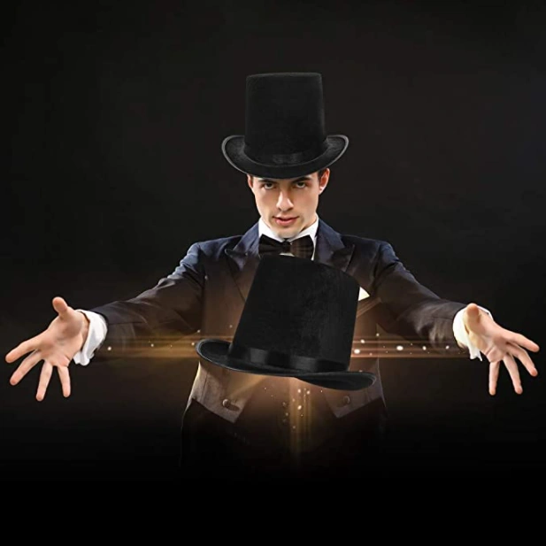 Yetişkinler İçin Siyah Renk Ringmaster Sihirbaz Şapkası Silindir Şapka - Rxlu-343791 18