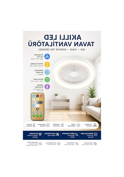 Uzaktan Kumandalı Tavan Vantilatörü - 3 Kademeli Fan Ve Işık 01G Taba