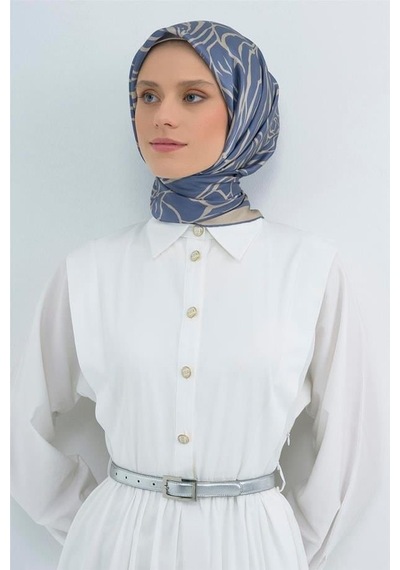 Armine Sura Saf İpek Eşarp 9511 - 58 Lila Krem Soyut Desen