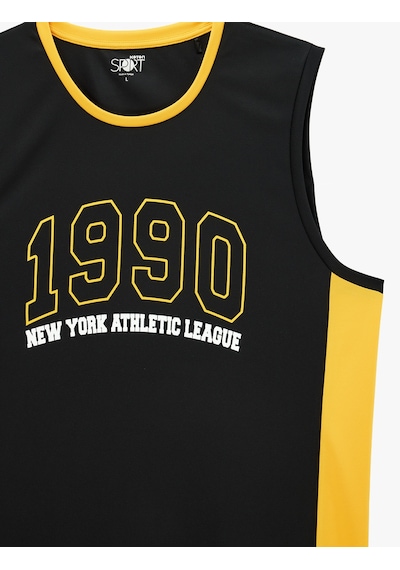 Koton Regular Fit Kolsuz Bisiklet Yaka Baskılı Spor Atlet Siyah 6sam30028nk